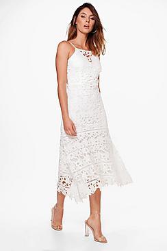 Boohoo Boutique Mimi Lace Strappy Midi Dress