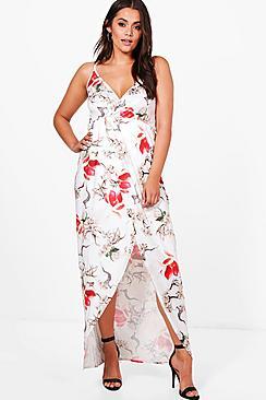 Boohoo Plus Sofia Floral Slinky Maxi Dress