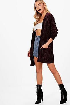 Boohoo Rib Knit Chenille Cardigan