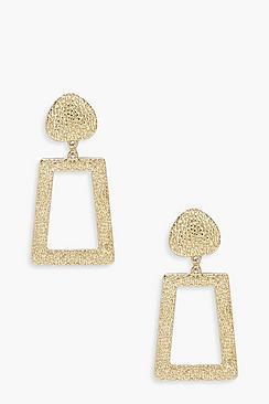 Boohoo Textured Metal Drop Earrings