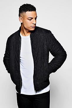 Boohoo Black Padded Corduroy Bomber Jacket