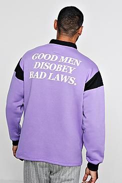 Boohoo Loose Fit Rugby Sweatshirt With Back Print