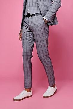 Boohoo Window Pane Check Skinny Fit Trouser