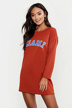 Boohoo Petite Miami Slogan Sweat Dress
