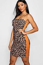 Boohoo Square Neck Leopard Print Bodycon Dress