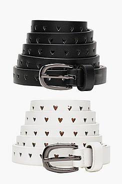 Boohoo Stephanie 2 Pack Punched Boyfriend Belt