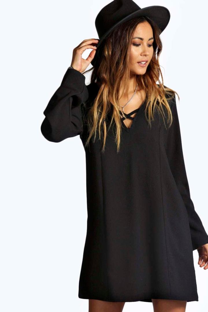Boohoo Lecricia V Front Shift Dress Black