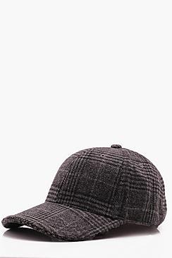 Boohoo Grey Wool Check Cap