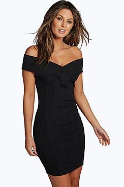 Boohoo Michelle Off The Shoulder Bandage Dress