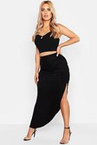 Boohoo Plus Ruched Side Jersey Maxi Skirt