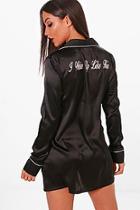 Boohoo Mia 'i Woke Up Like This' Slogan Satin Night Shirt