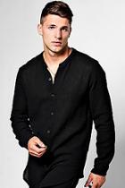 Boohoo Long Sleeve Button Linen Blend Knitted Shirt