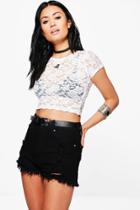Boohoo Tricia Lace Crop Top Ivory