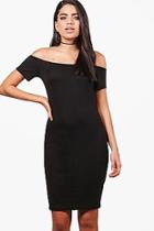 Boohoo Cap Sleeve Off The Shoulder Bodycon Dress