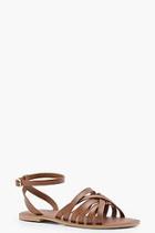 Boohoo Wide Fit Cross Strap Leather Sandals
