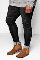 Boohoo Big And Tall Skinny Fit Jeans With Turn Up