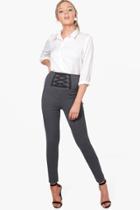 Boohoo Lily Lace Up Trouser Grey