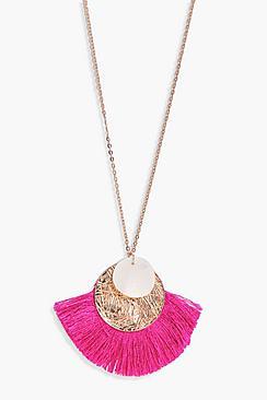 Boohoo Lilly Coin And Fringed Detail Necklace