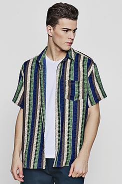 Boohoo Oversized Aztec Print Short Sleeve Shirt