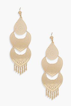 Boohoo Kate Three Tier Boho Chandelier Earrings