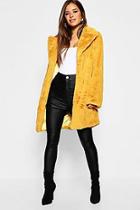 Boohoo Petite Revere Collar Faux Fur Coat