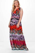 Boohoo Plus Millie Mixed Print Woven Maxi Dress