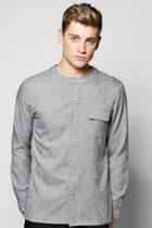 Boohoo Long Sleeve Utility Pocket Grandad Shirt Grey