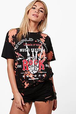 Boohoo Rebecca Tie Dye Band T-shirt