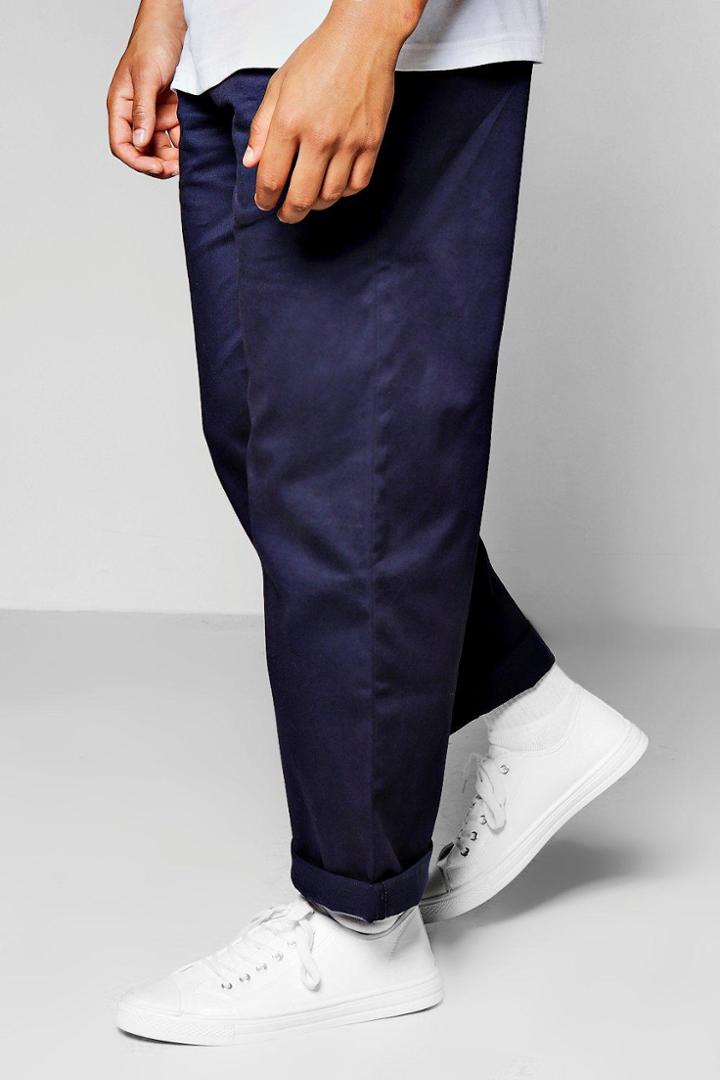 Boohoo Wide Leg Chinos Navy