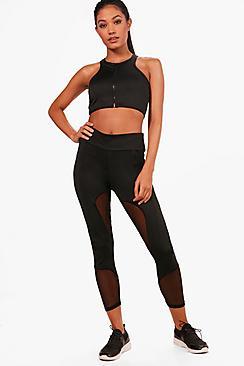 Boohoo Lola Fit Mesh Panel Running Legging