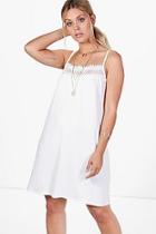 Boohoo Plus Naomi Crochet Trim Strappy Swing Dress
