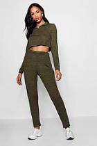 Boohoo Funnel Neck Zip Crop Knitted Co-ord