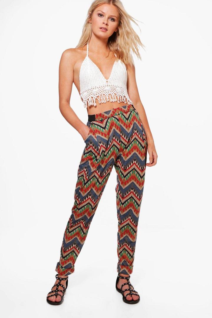 Boohoo Palma Printed Trouser Taupe