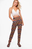 Boohoo Palma Printed Trouser Taupe