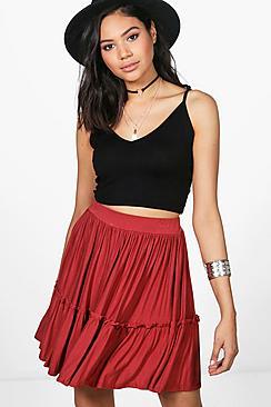 Boohoo Aria Ruffle Hem Jersey Full Skirt