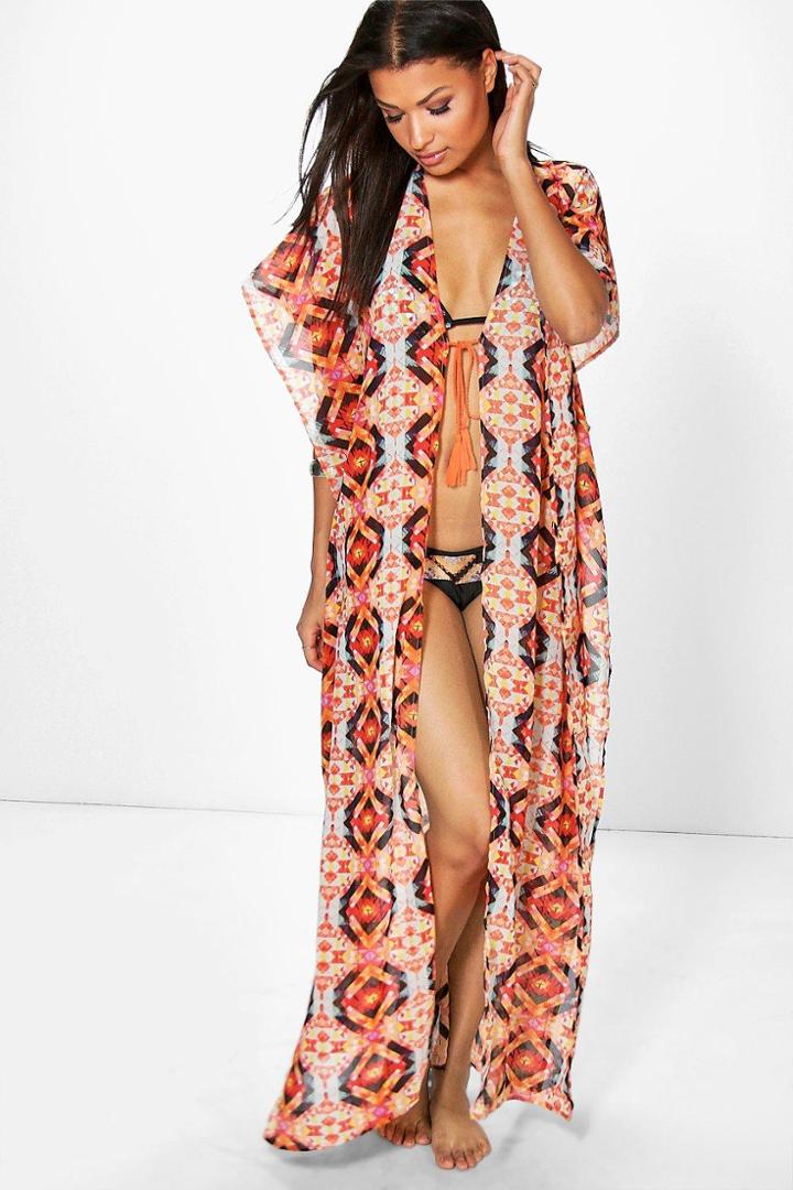 Boohoo Serena Kaleidescope Maxi Kimono Orange