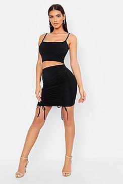 Boohoo Slinky Strappy Bardot & Mini Skirt Co-ord