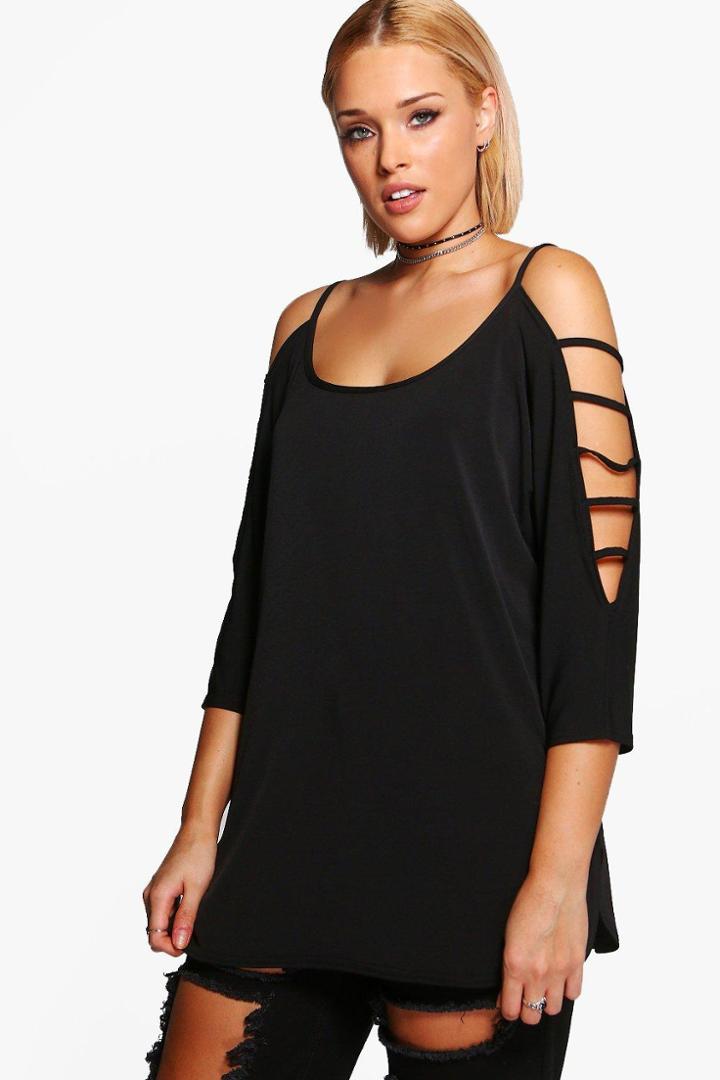 Boohoo Plus Edith Strappy Detail Top Black