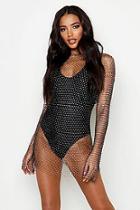 Boohoo Diamante Long Sleeved Beach Dress