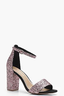 Boohoo Paige Glitter Block Heels