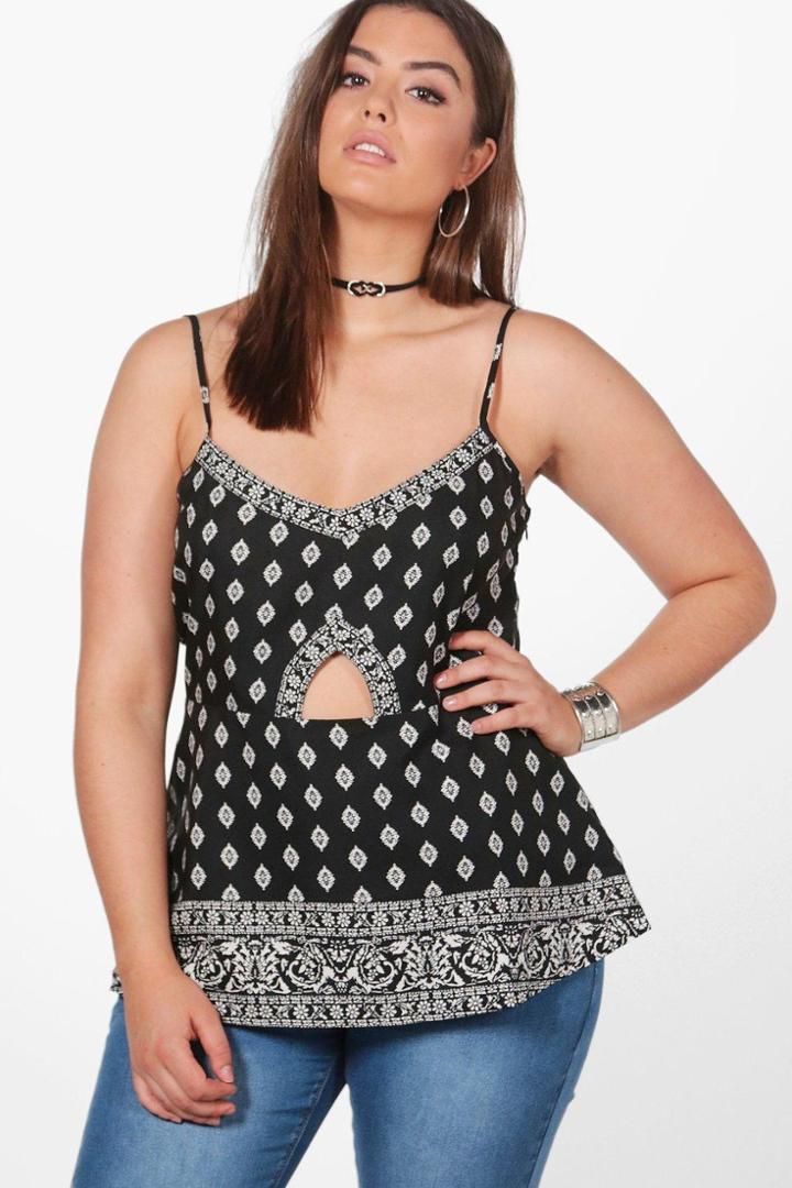 Boohoo Plus Abigail Border Print Cami Multi