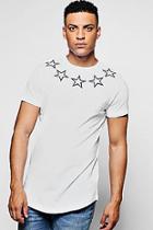 Boohoo Star Print T-shirt With Curve Hem