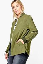Boohoo Plus Kate Lace Up Detail Bomber