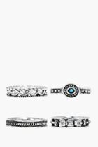 Boohoo Emma Turquoise Stone Detail Ring 5 Pack Silver