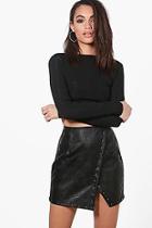 Boohoo Aalia Leather Look Asymmetric Mini Skirt