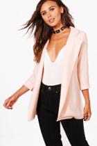 Boohoo Petite Fiona 3/4 Sleeve Open Duster Peach