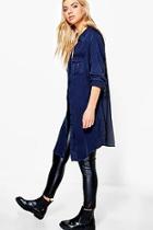 Boohoo Hollie Longline D Ring Pocket Shirt