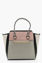 Boohoo Colour Block Pocket Tote