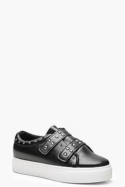 Boohoo Isla Platform Stud Strap Trainers