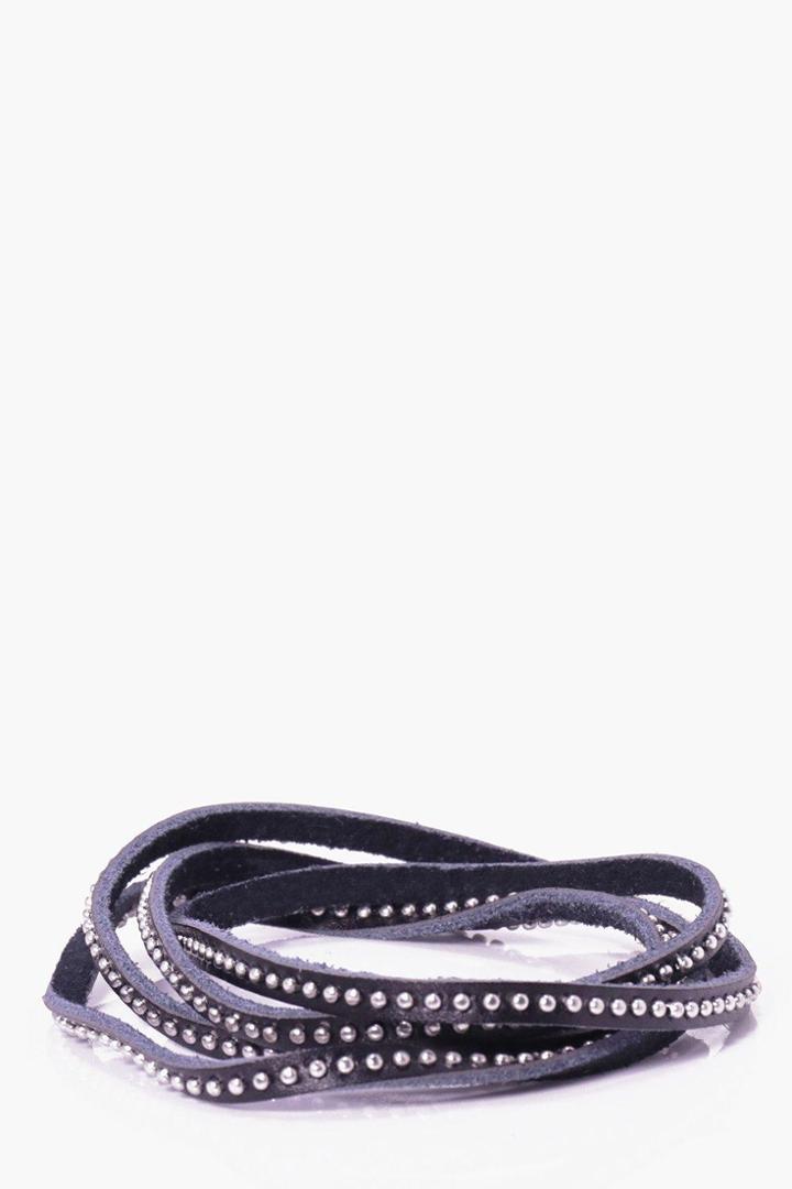 Boohoo Leather Wrap Bracelet Khaki